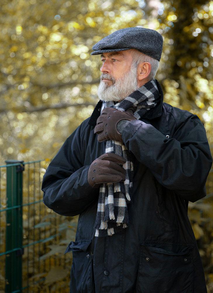 Men's Abraham Moon Herringbone Tweed Flat Cap - Image 3
