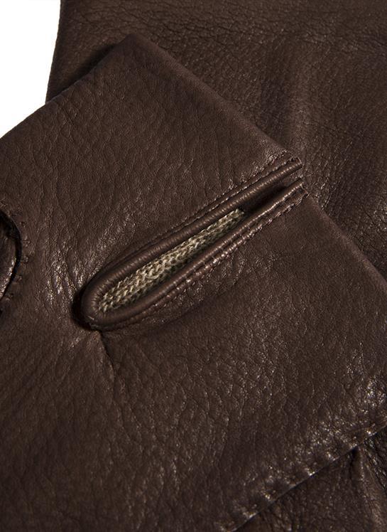 Men's Handsewn Three-Point Cashmere-Lined Deerskin Leather Gloves - Image 5